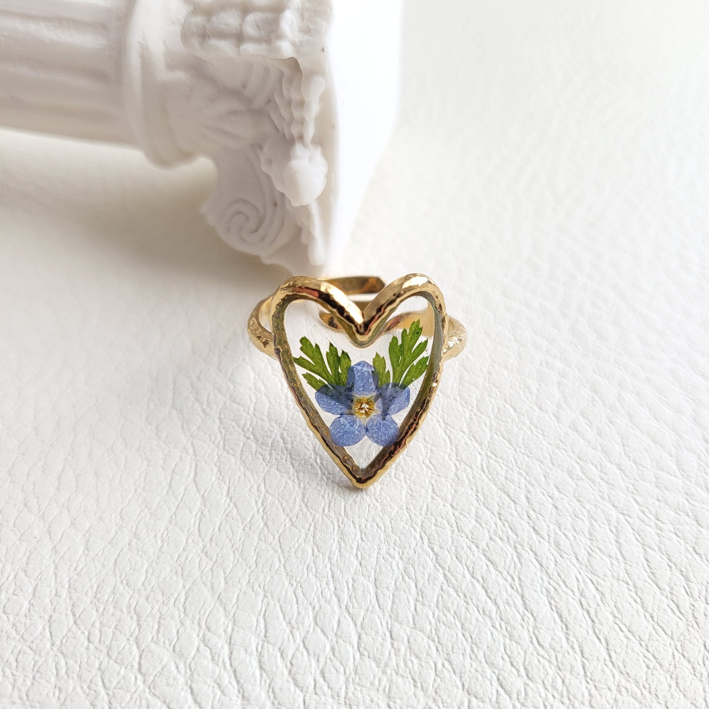 Handmade Forget Me Not Flower Statement Ring (Gold or Silver)