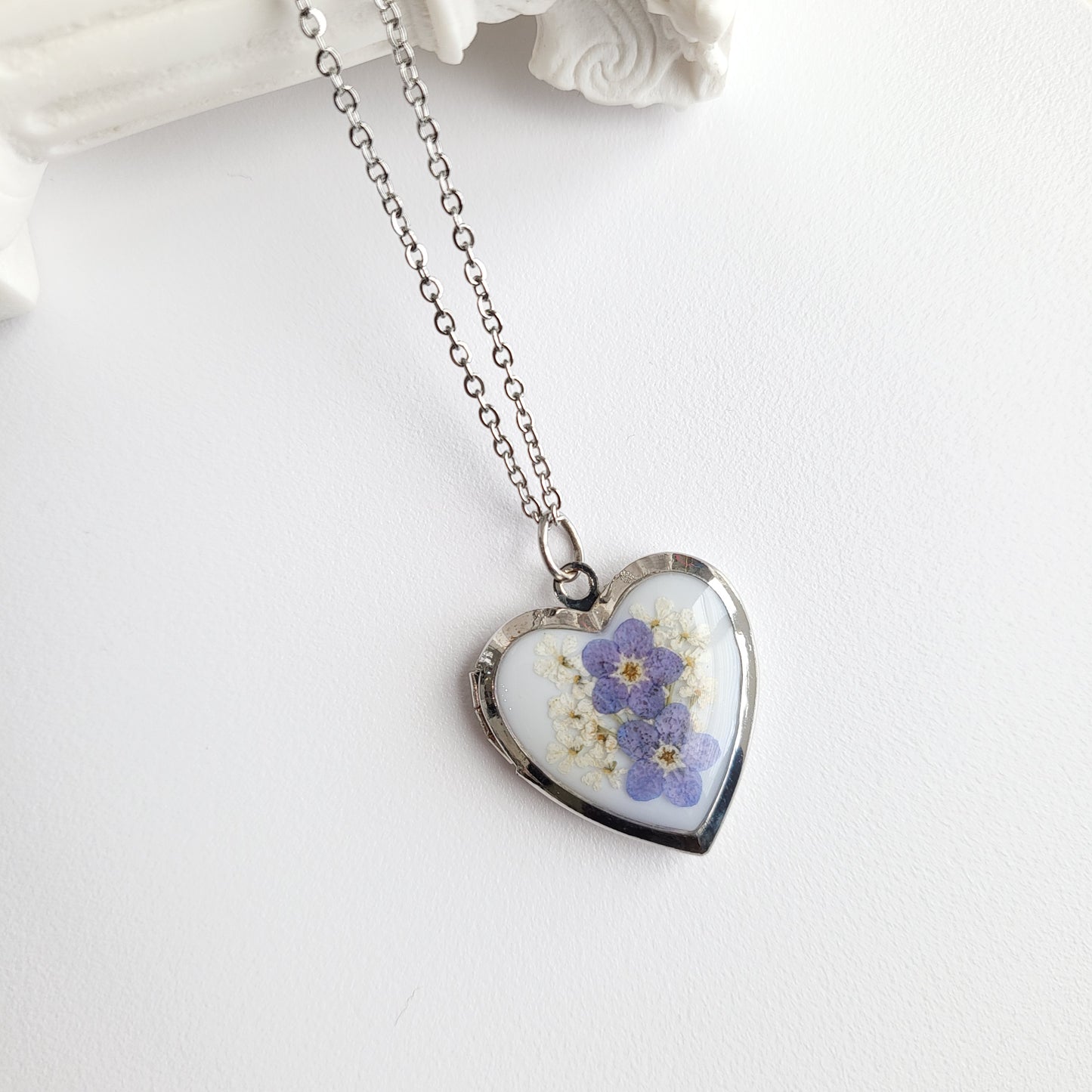 Forget Me Not Heart Photo Locket (Gold or Silver)