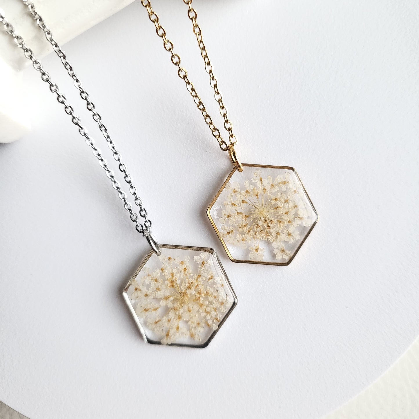 Queen Anne's Lace Necklace (Gold or Silver)