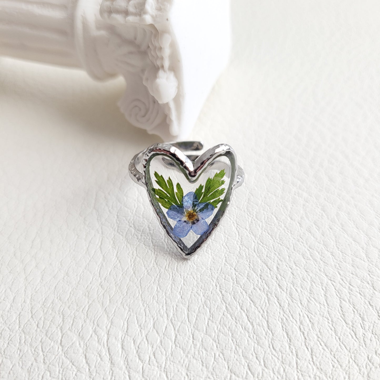 Handmade Forget Me Not Flower Statement Ring (Gold or Silver)