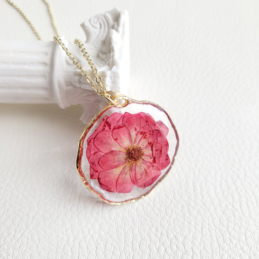 June Birth Flower Rose Necklace (Gold or Silver)