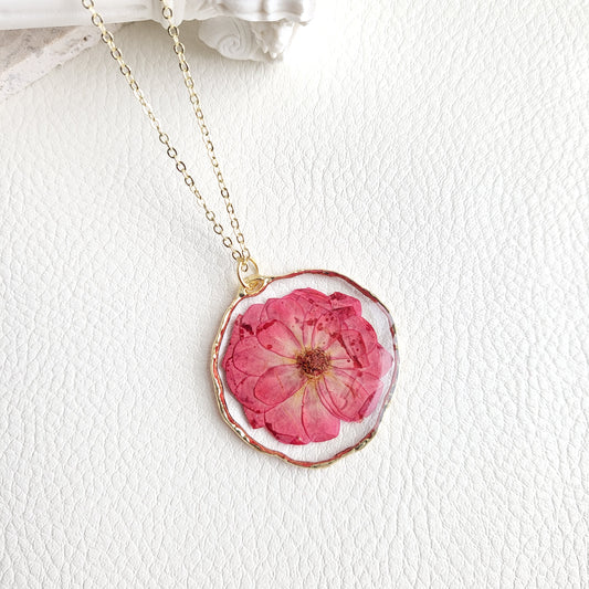 June Birth Flower Rose Necklace (Gold or Silver)