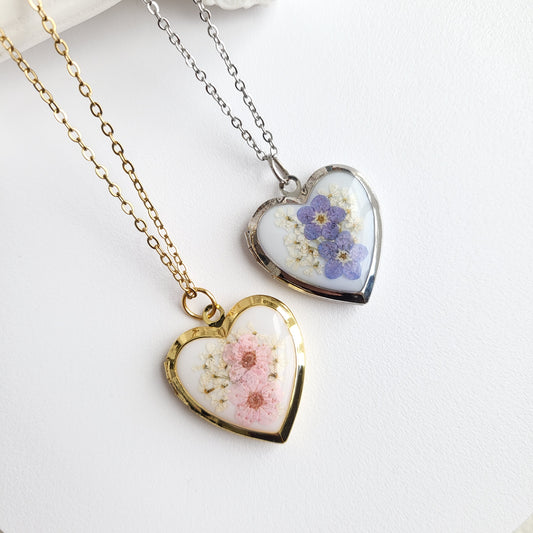 Forget Me Not Heart Photo Locket (Gold or Silver)