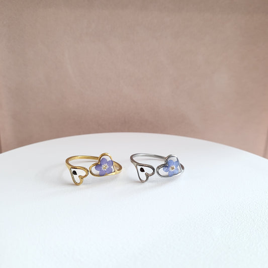 Forget Me Not Flower and Seed Ring (Gold or Silver)