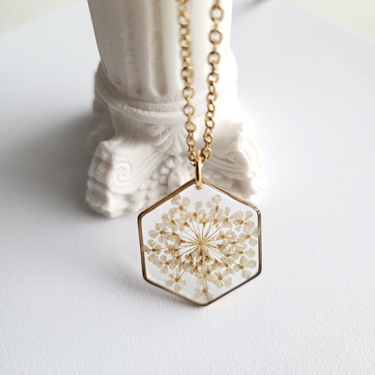 Queen Anne's Lace Necklace (Gold or Silver)