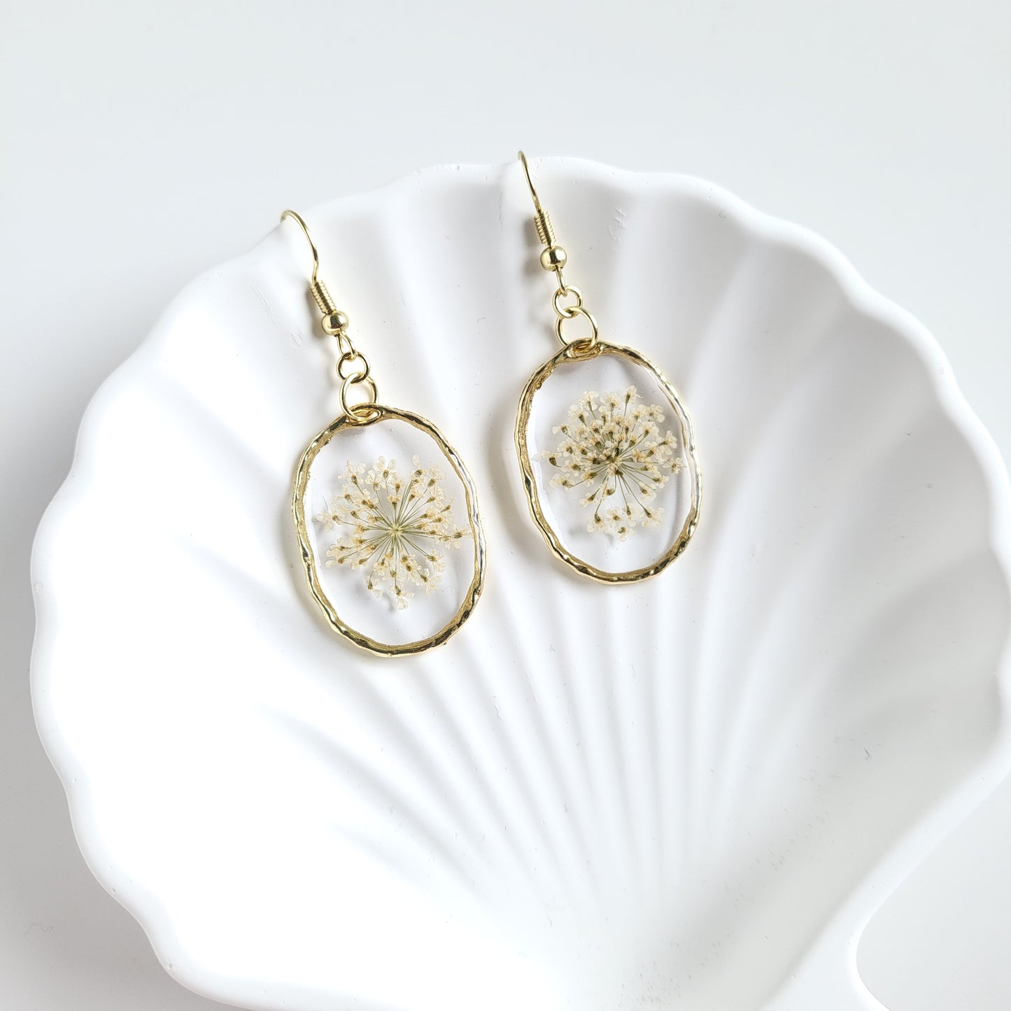 Handcrafted Pressed Flower Dangle Drop Earrings