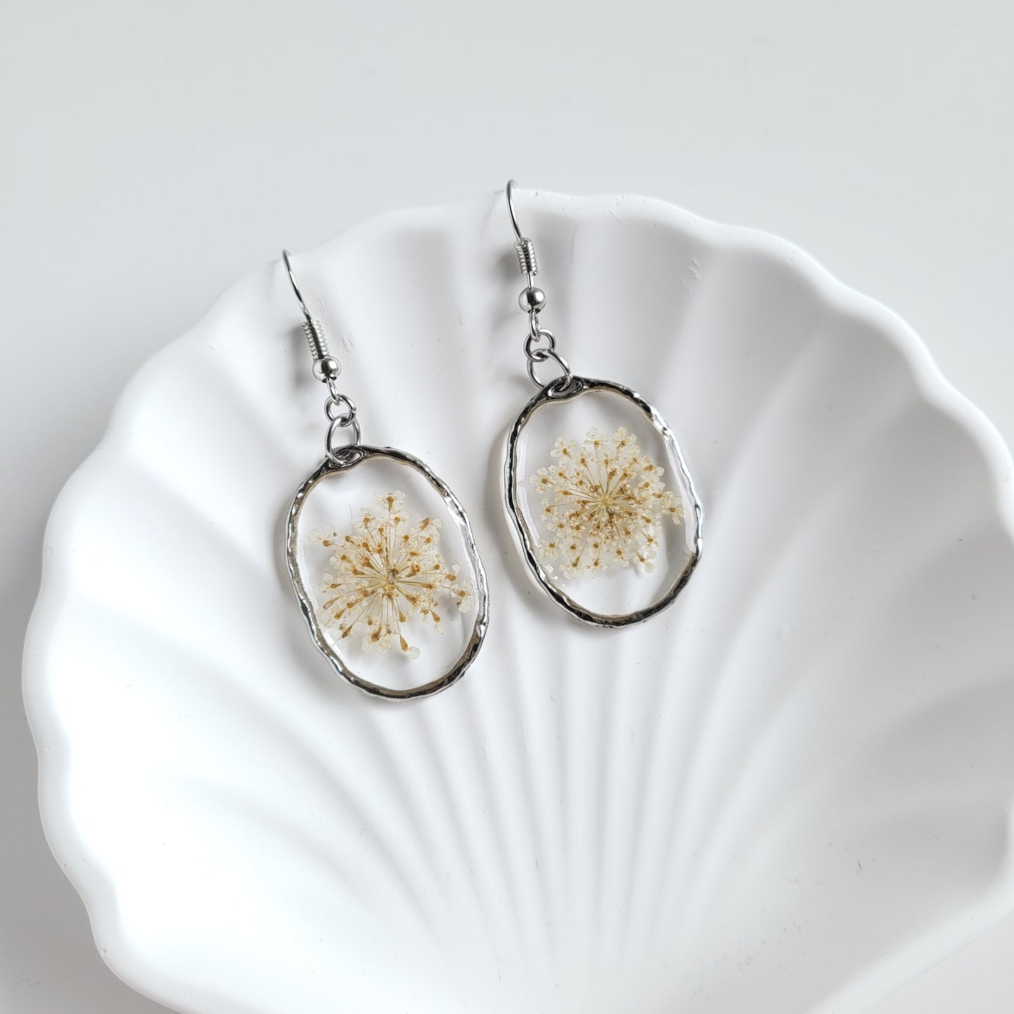 Handcrafted Pressed Flower Dangle Drop Earrings